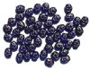 60 8x6mm Flat Oval Rosary - Cobalt with Gold Dove
